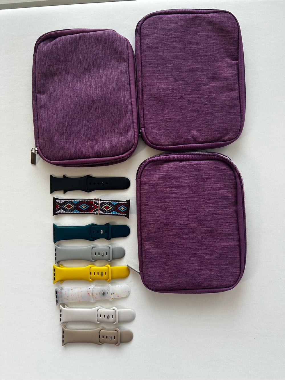 Travel Tech Organizer Pouch with Watch Bands - Light Gray